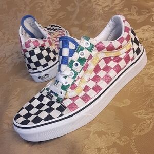 Vans Old  Skool Checkered, Black, Pink, Blue, Green, Yellow Women's 7.0 Mens 5.5